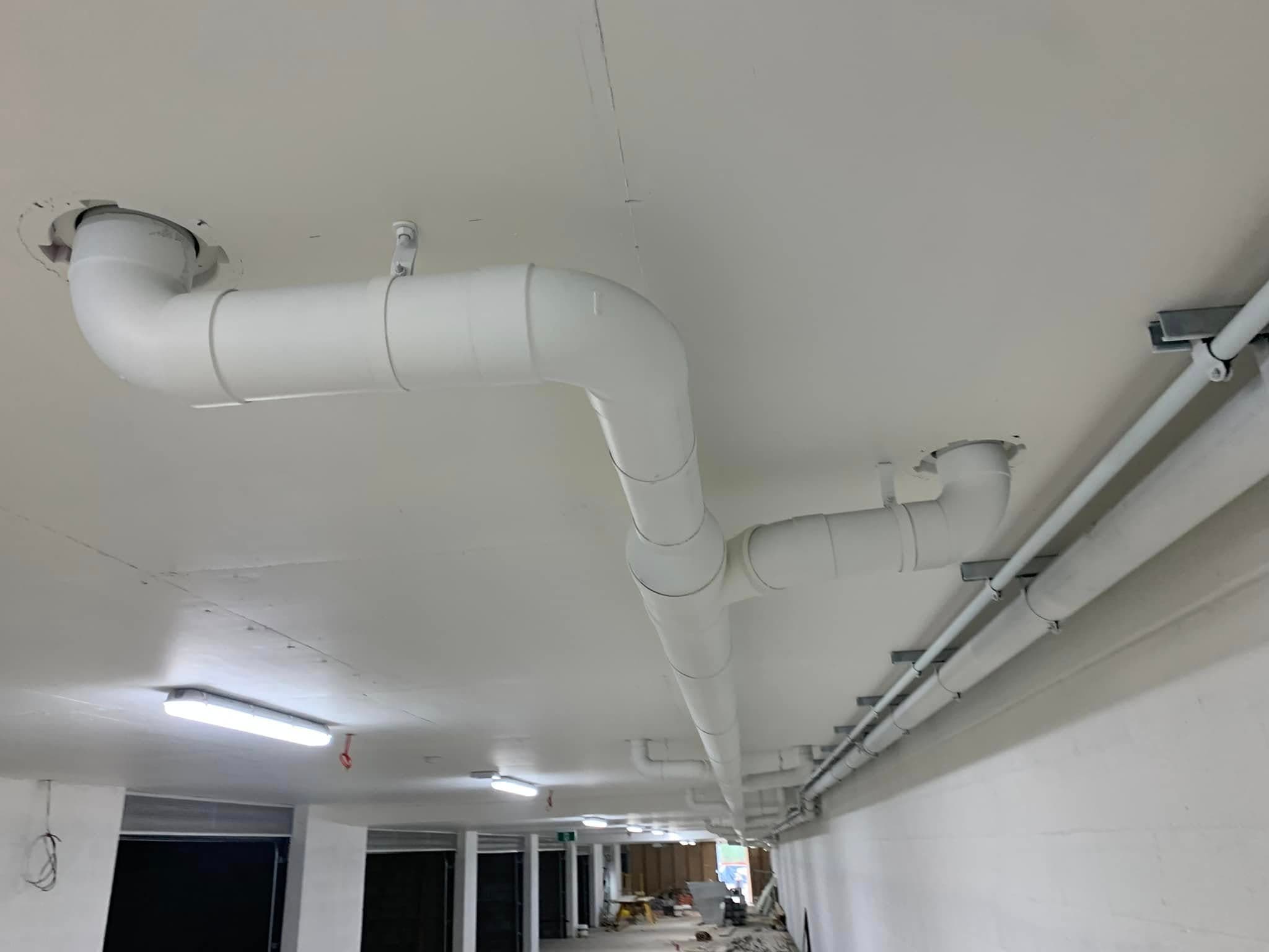 Carpark stormwater pipework, commercial plumbing